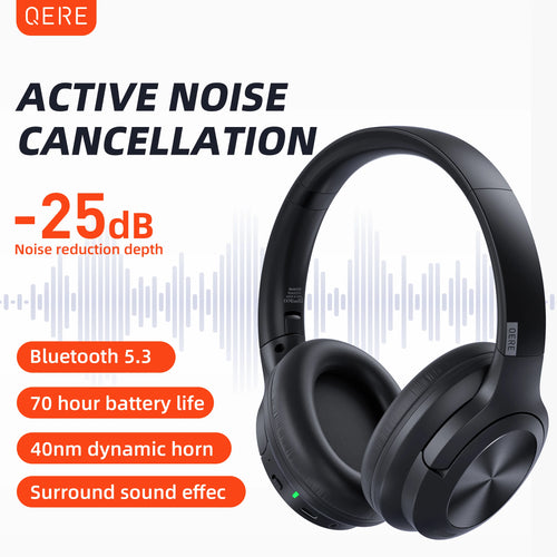Wireless Bluetooth QERE E80 5.3 ANC Noise Cancellation Hi-Res Audio Headphones