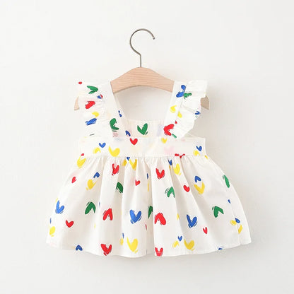 2-Piece Sweet Heart Toddler Girls' Summer Cotton Dress & Bag Set (0–3 Years)