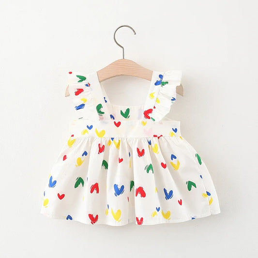 2-Piece Sweet Heart Toddler Girls' Summer Cotton Dress & Bag Set (0–3 Years)
