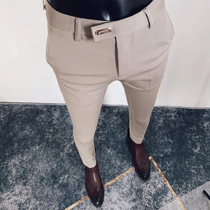 Slim Fit Solid Color Dress Pants