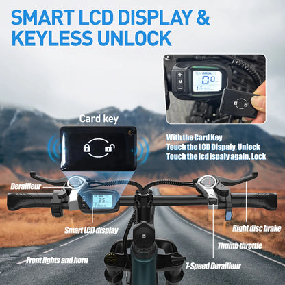 Electric Bicycle 36V Lithium Battery 500W Peak Motor 21-Speed Gear System - Eco-Friendly Transport