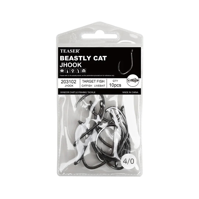 OBSESSION 10pcs High Carbon Steel Barbed Catfish Hooks 2/0-8/0