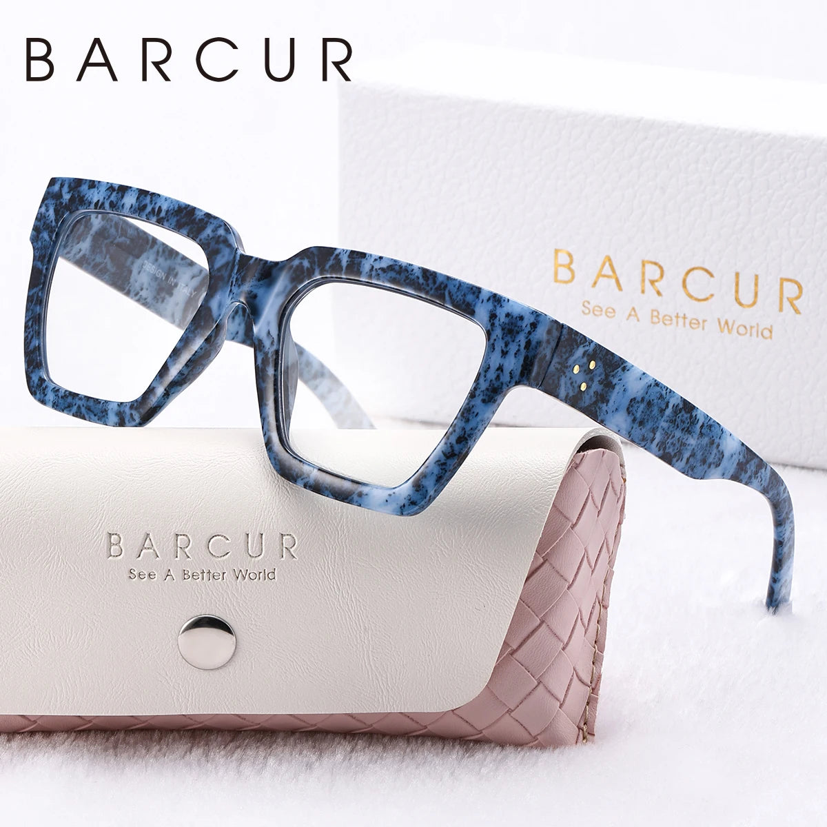 Square Thick-Frame PC Reading Glasses with Case