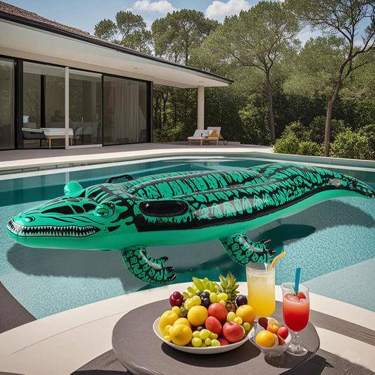 Adventure-Ready Crocodile Inflatable Ride-on with Handles