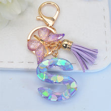 Exquisite Initial Blue Shiny Resin Keychain