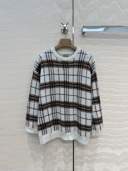 Women’s Vintage Plaid Knit 2-Piece Sweater & Long Skirt Set