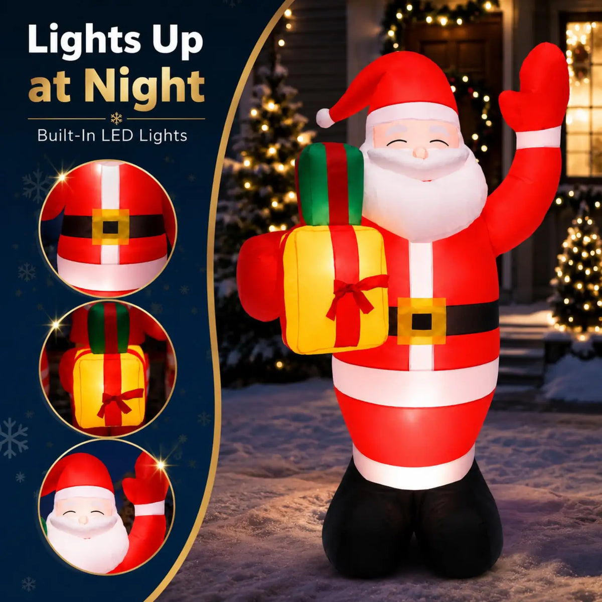 5 FT Christmas Inflatable Santa Claus - Outdoor Blow-Up Yard Decoration with Built-In LED Lights