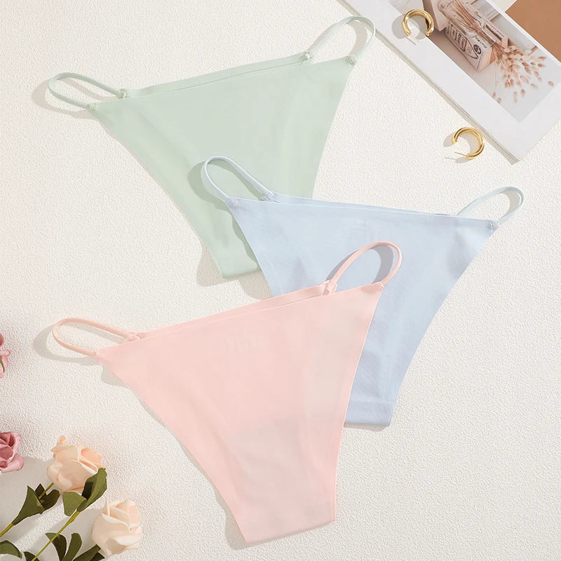 FINETOO 3Pcs Seamless Thin Strap Briefs