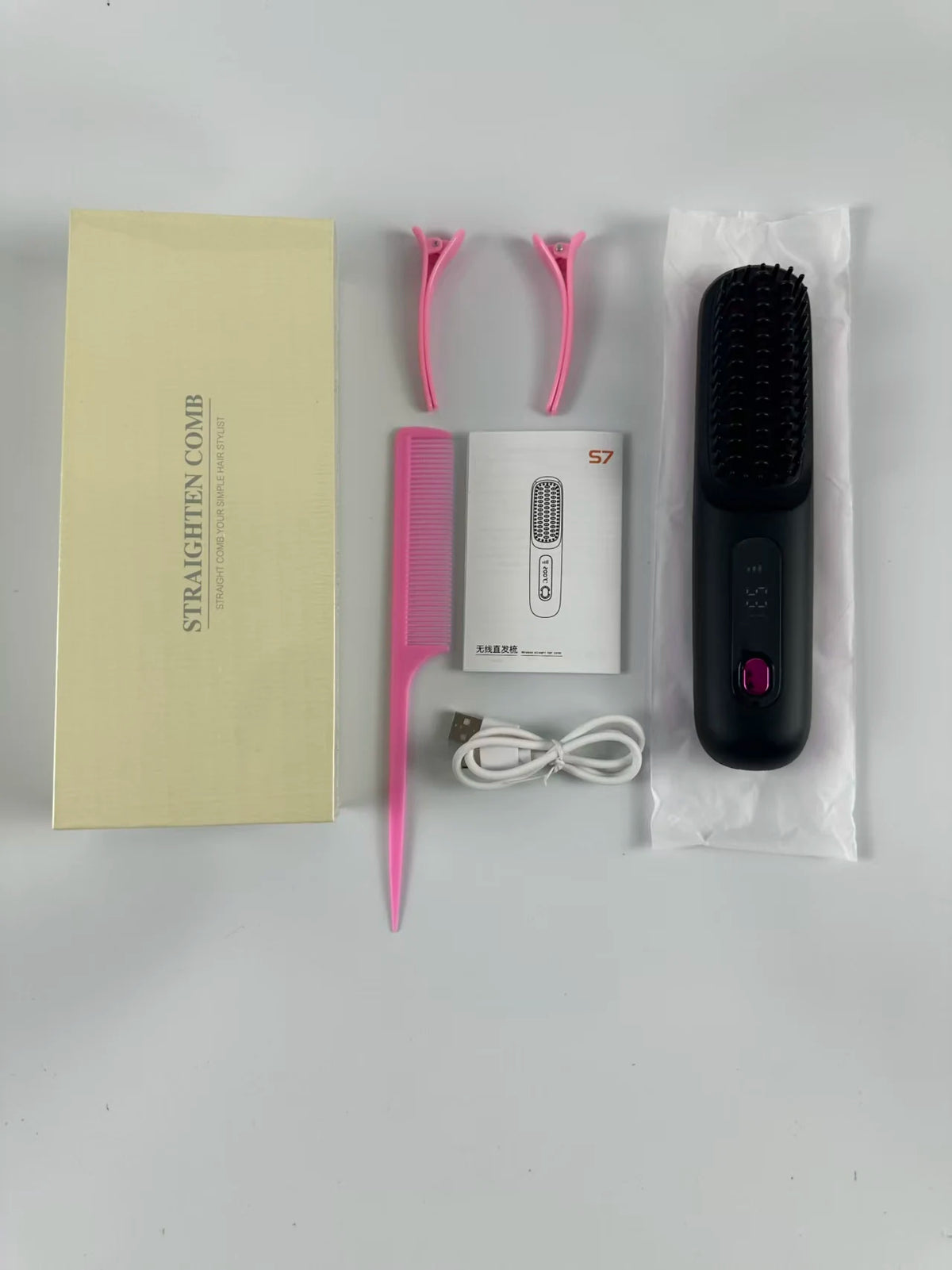 Professional Negative Ion Hair Straightener Brush & Styler