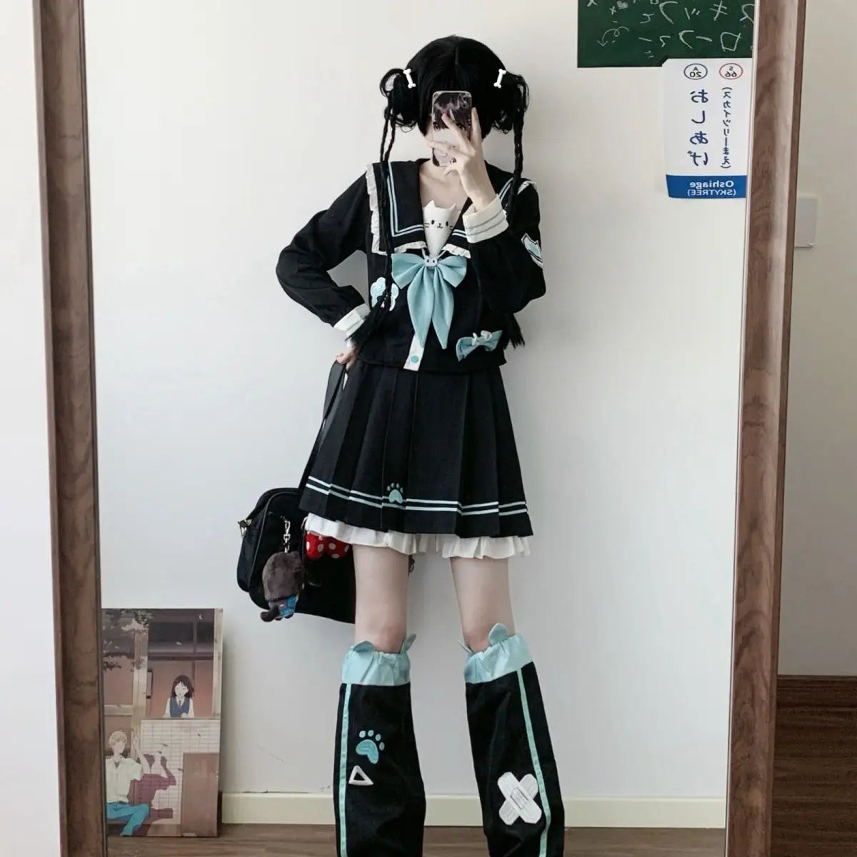 Japanese Sailor Suit Black JK School Uniform Set