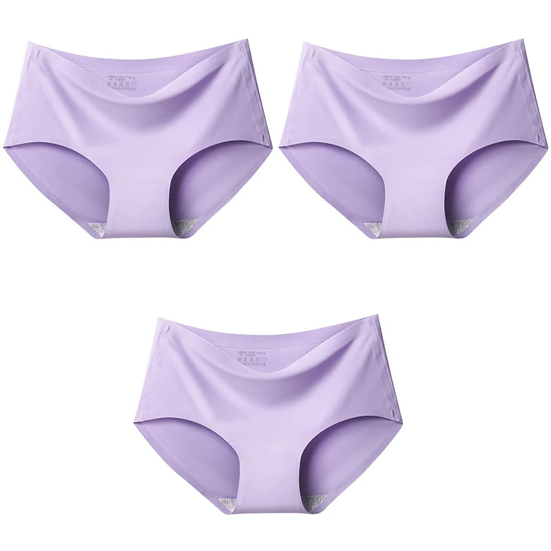 Women's Ice Silk Seamless Panties (3-Pack) – Mid-Waist Invisible Briefs