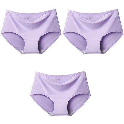 Women's Ice Silk Seamless Panties (3-Pack) – Mid-Waist Invisible Briefs