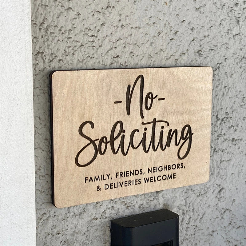 Wooden No Soliciting & Do Not Disturb Privacy Door Sign