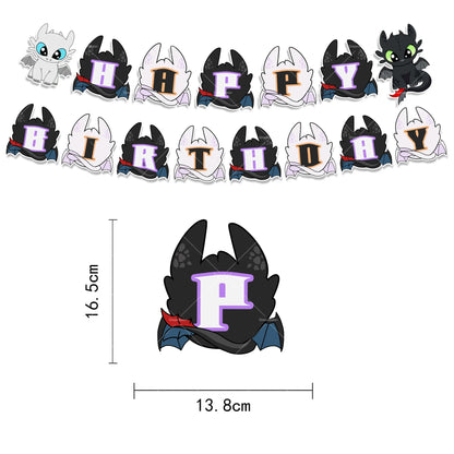 How to Train Your Dragon Party Decorations Set - Foil Balloons, Birthday Banner & Cake Toppers