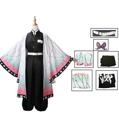 Anime Demon Slayer Kochou Shinobu Cosplay Costume Set – Insect Hashira Uniform & Kimono