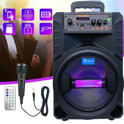 Portable Bluetooth Party Speaker with Subwoofer & Mic