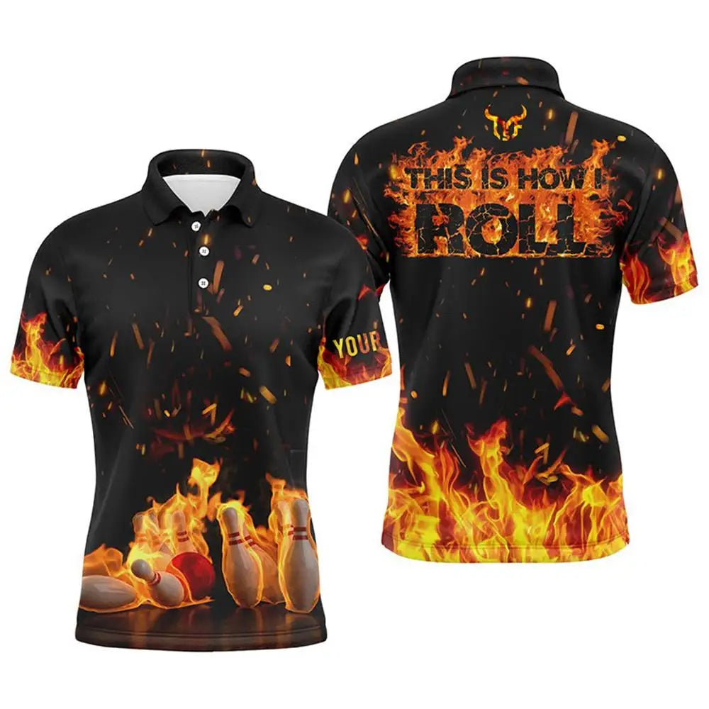 Men's Custom Name Bowling Graphic Polo Shirt