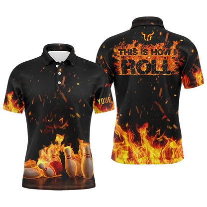 Men's Custom Name Bowling Graphic Polo Shirt