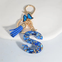 Blue Glazed Stone A To Z Letter Keychain