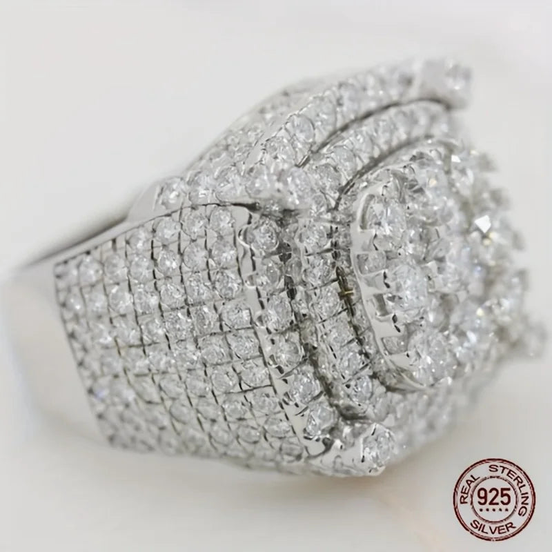 3Ct 925 Sterling Silver Cluster Ring