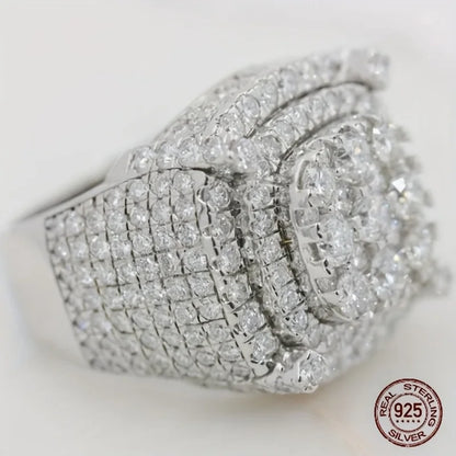 3Ct 925 Sterling Silver Cluster Ring