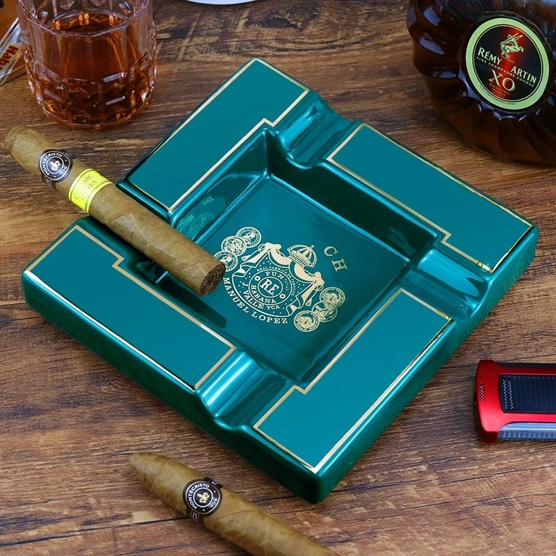 Large 4-Slot Ceramic Cigar Ashtray
