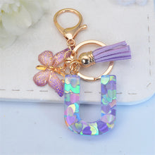 Exquisite Initial Blue Shiny Resin Keychain