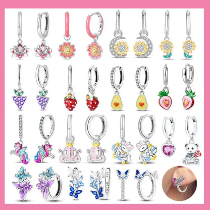 925 Sterling Silver Dancing Bee Hoop Earrings – Cute Enamel Zircon Jewelry