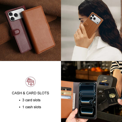 Genuine Leather Flip Wallet Phone Case for iPhone