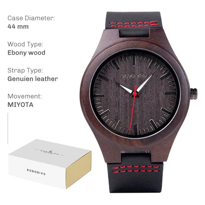 BOBO BIRD Natural Handcrafted Wooden Lightweight Quartz Wristwatch