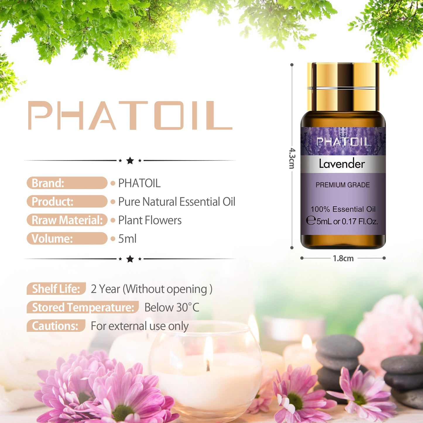 PHATOIL 15pcs Essential Oils Set Natural Plant