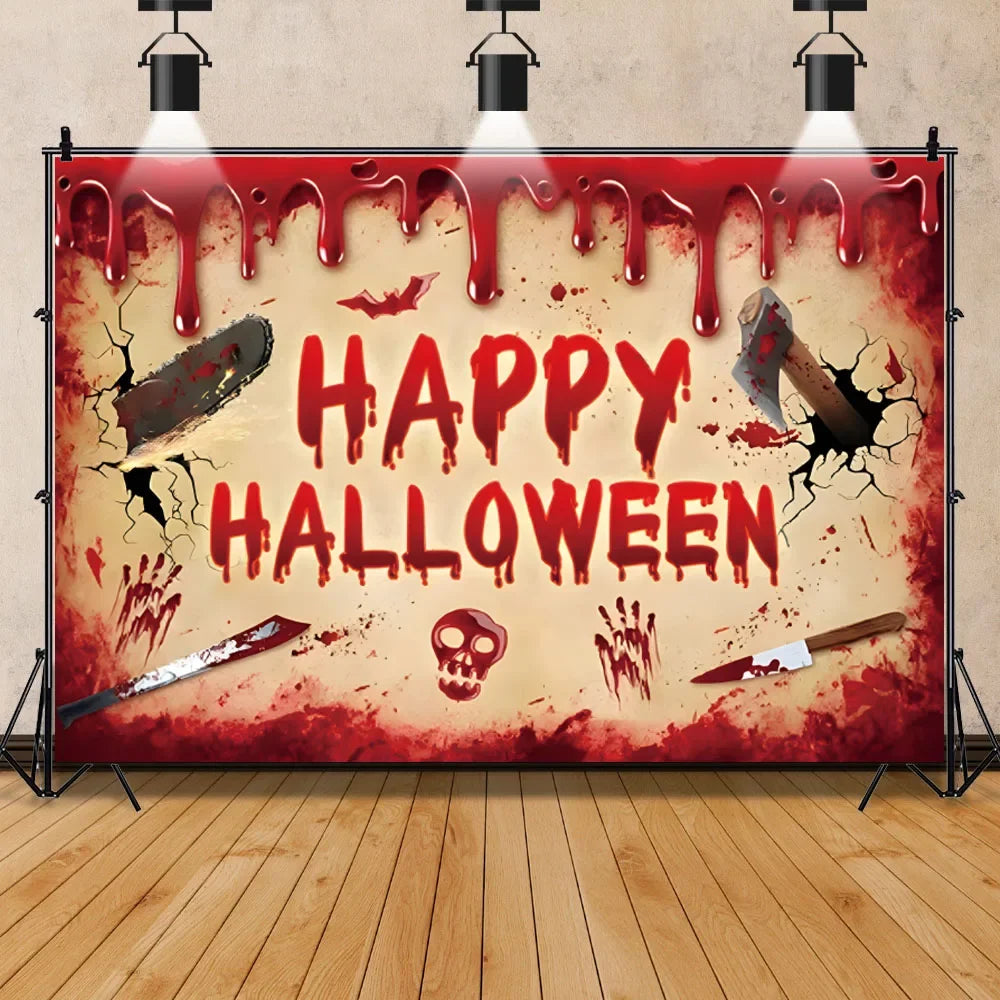 Scary Bloody Halloween Backdrop for Horror Photo Studio Props