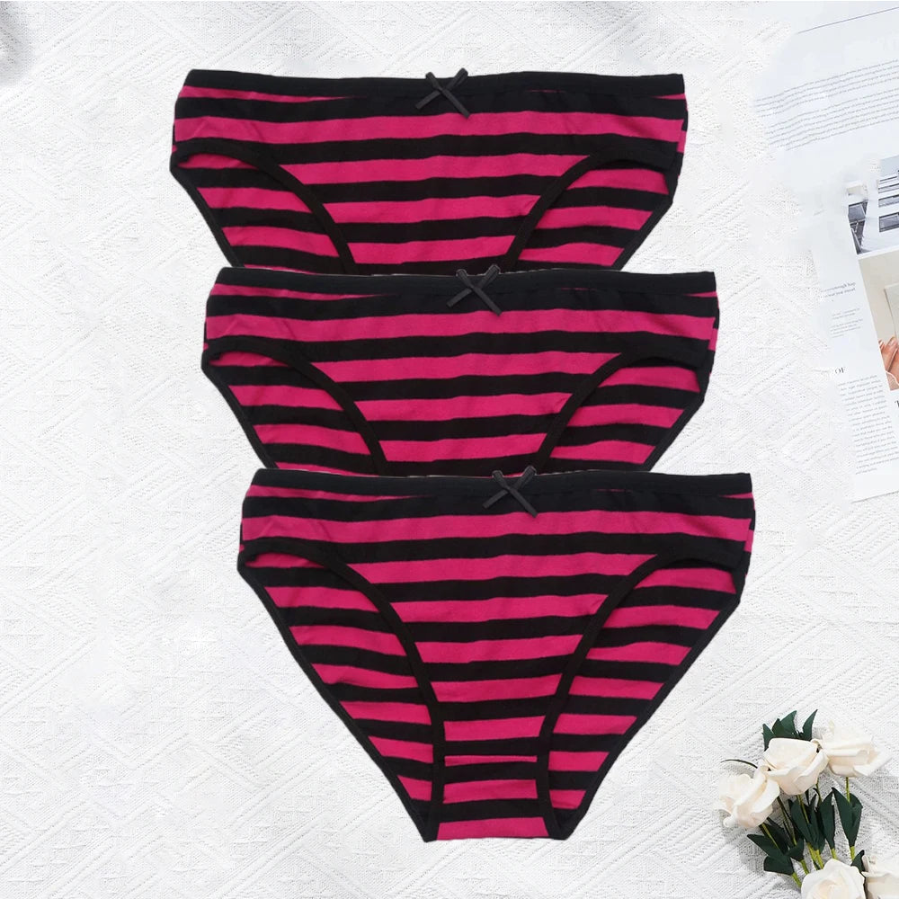 YOUREGINA Striped Seamless Cotton Briefs 3Pk