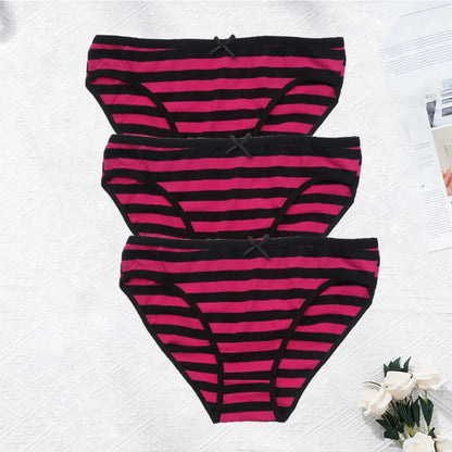 YOUREGINA Striped Seamless Cotton Briefs 3Pk