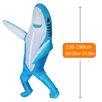Standing Shark Inflatable Costume - Blow Up Party Outfit for Halloween