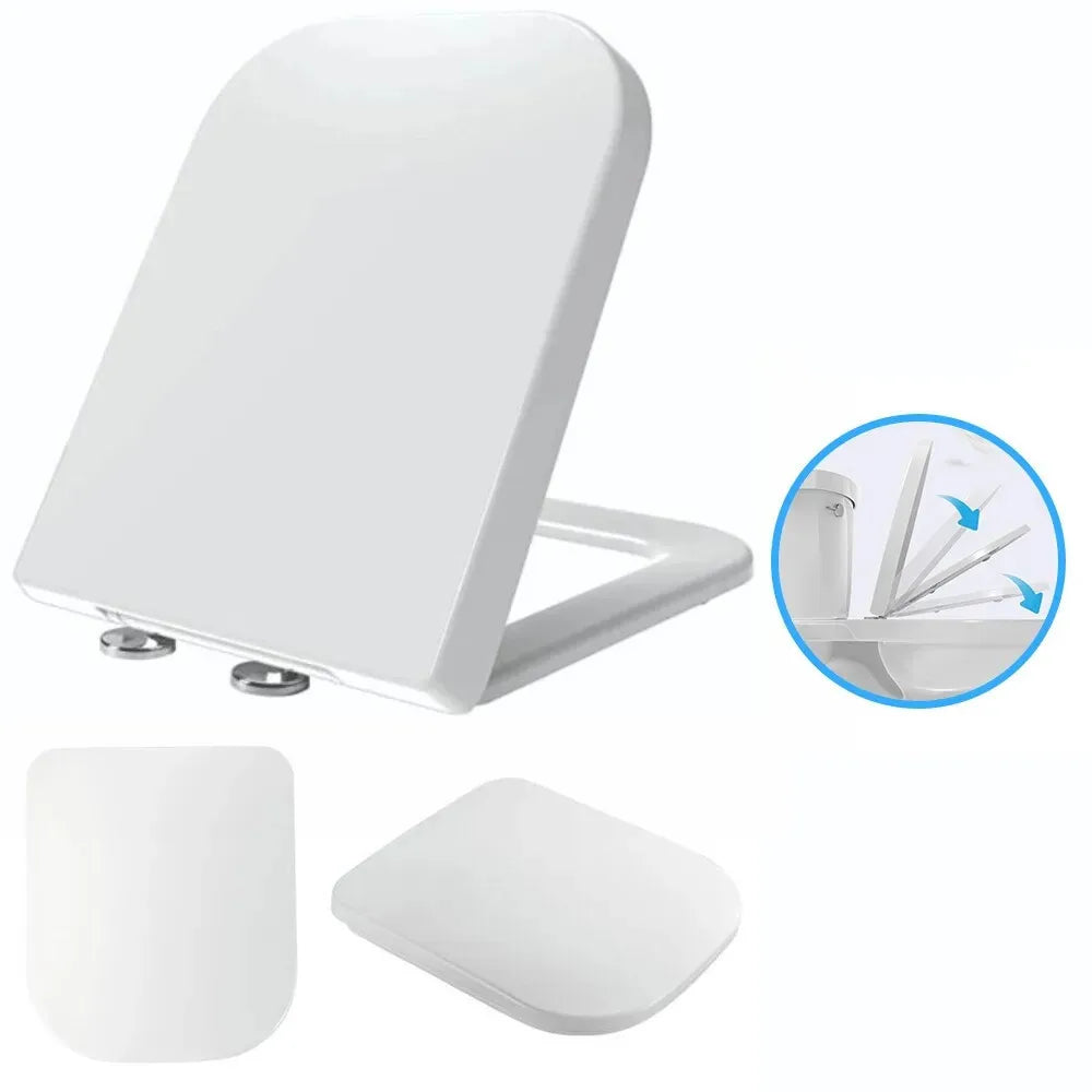 Soft-Close Quick-Release Toilet Seat for Square, U, and O Shapes