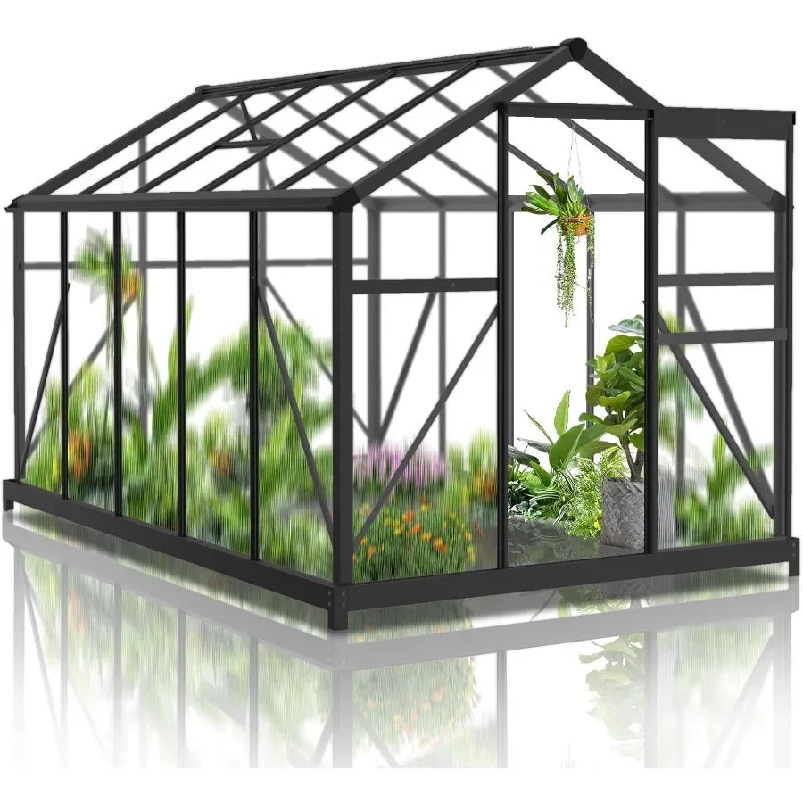 6x10FT Heavy Duty Polycarbonate Greenhouse with 5 Roof Vents