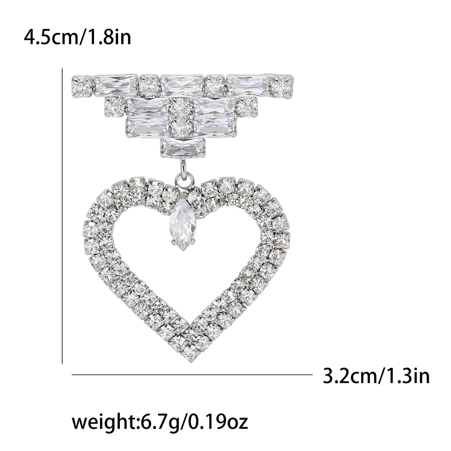Valentine's Day Romantic Rhinestone Heart Brooches