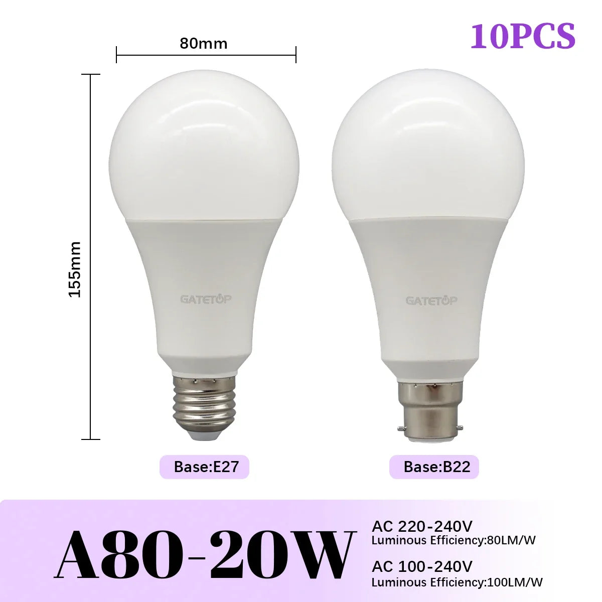 High-Efficiency Energy Saving LED Light Bulbs (E27 / B22 Base)