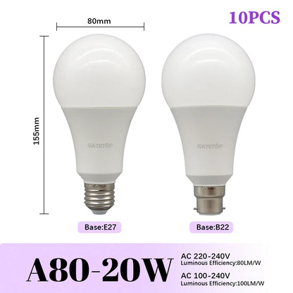 High-Efficiency Energy Saving LED Light Bulbs (E27 / B22 Base)