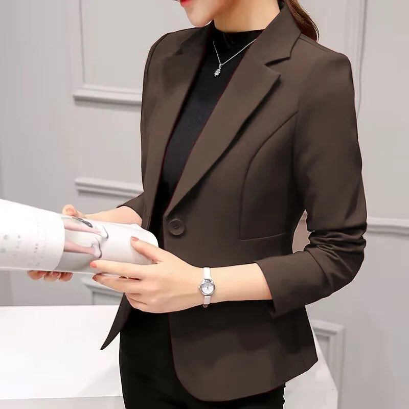 Women's Formal Slim Fit Notched Collar Blazer - Office Work Suit Jacket