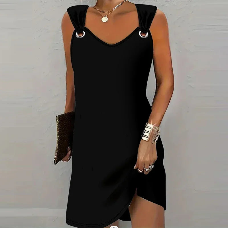Fashionable Casual Solid Color Suspender Dress