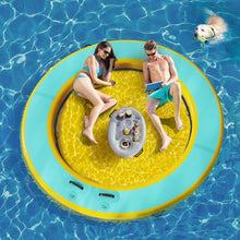 8 FT Round Floating Ring Inflatable Water Hammock with Detachable Ladder