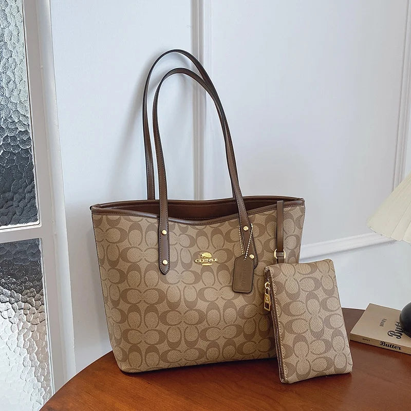 Women's Large Capacity Printed Monogram Bucket Tote Bag Set