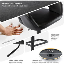 Faux Leather Swivel Barstool with Hollow Backrest and Arms Adjustable Height