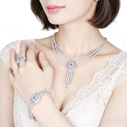 Luxury 925 Sterling Silver Lab-Grown Sapphire Pendant Necklace