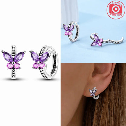 925 Sterling Silver Dancing Bee Hoop Earrings – Cute Enamel Zircon Jewelry
