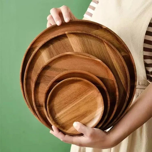 Retro Round Eco-Friendly Wood Plate