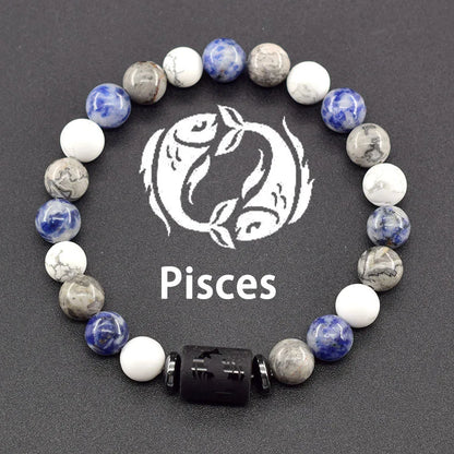 12 Zodiac Sign Natural Bead Bracelet for Men & Women