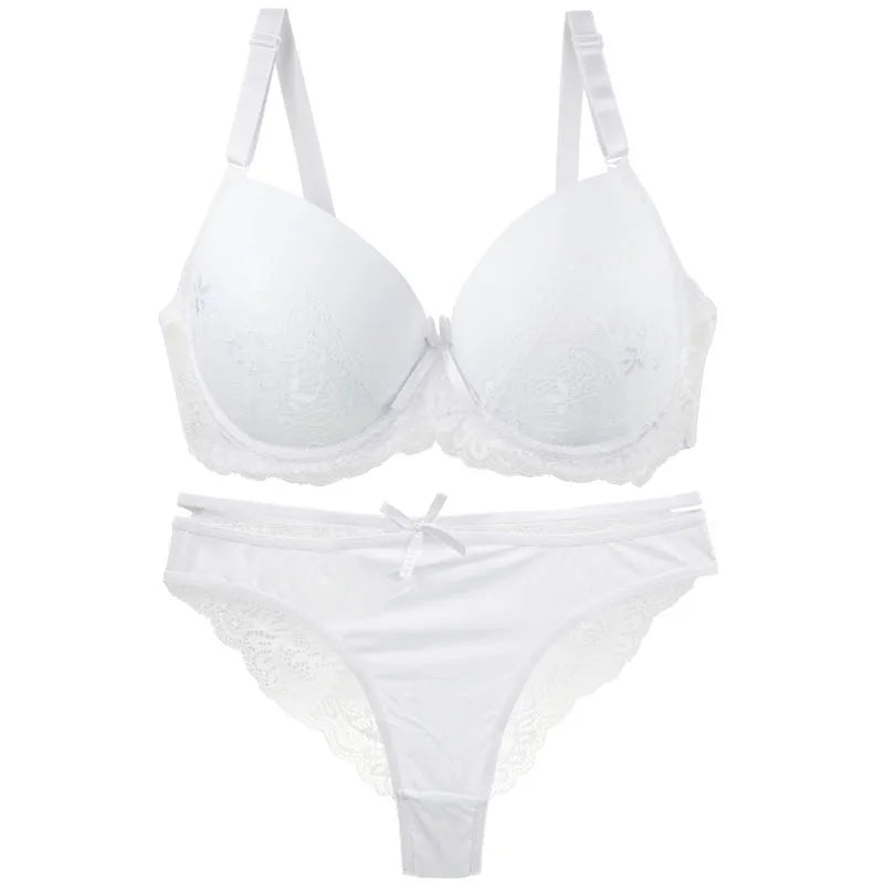 DAINAFANG Women's Plus Size Lace Push-Up Bra & Panty Set